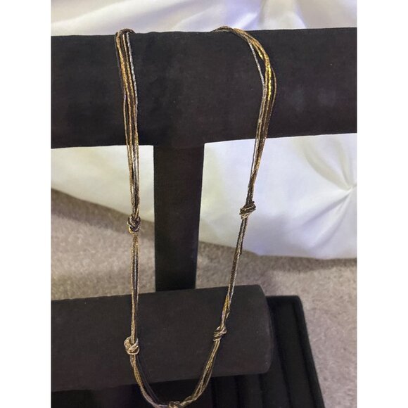 Vintage Napier Multi-Strand Gold & Bronze Knot Necklace Chain - Picture 5 of 9